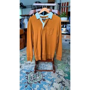 Todd Snyder Camel Polo with Sky Blue Collar